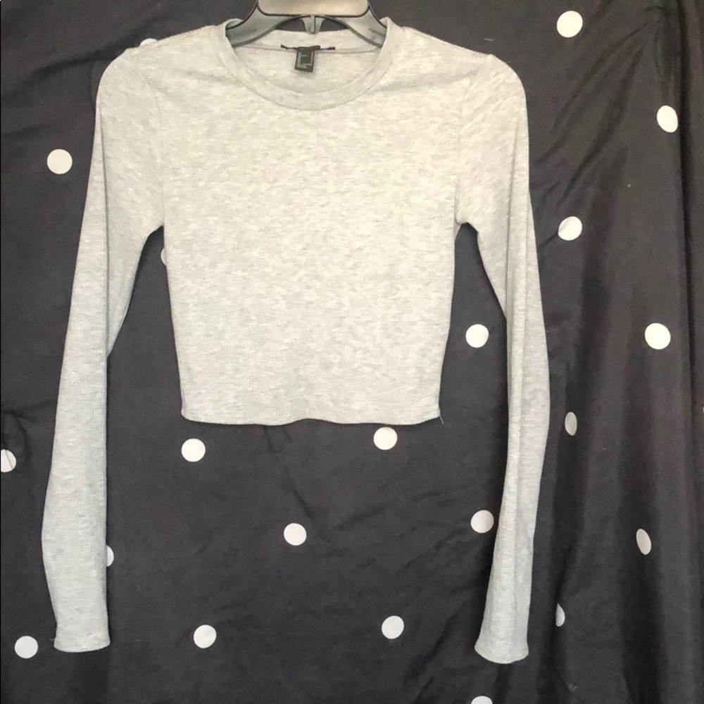 Gray Longsleeve Crop Top